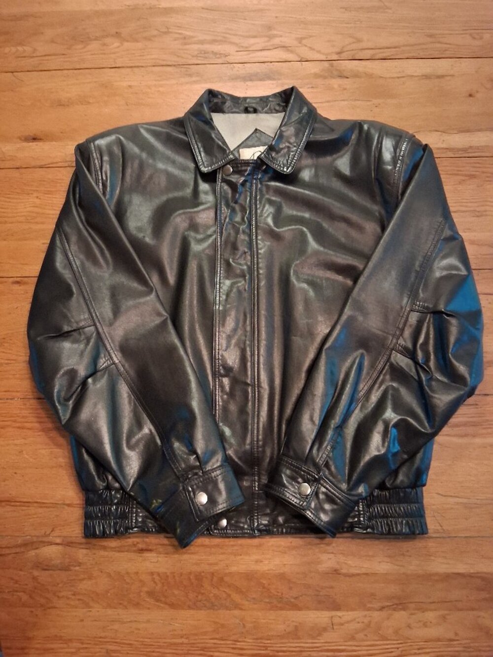 Remy Black Leather Bomber Jacket Men’s Size 40